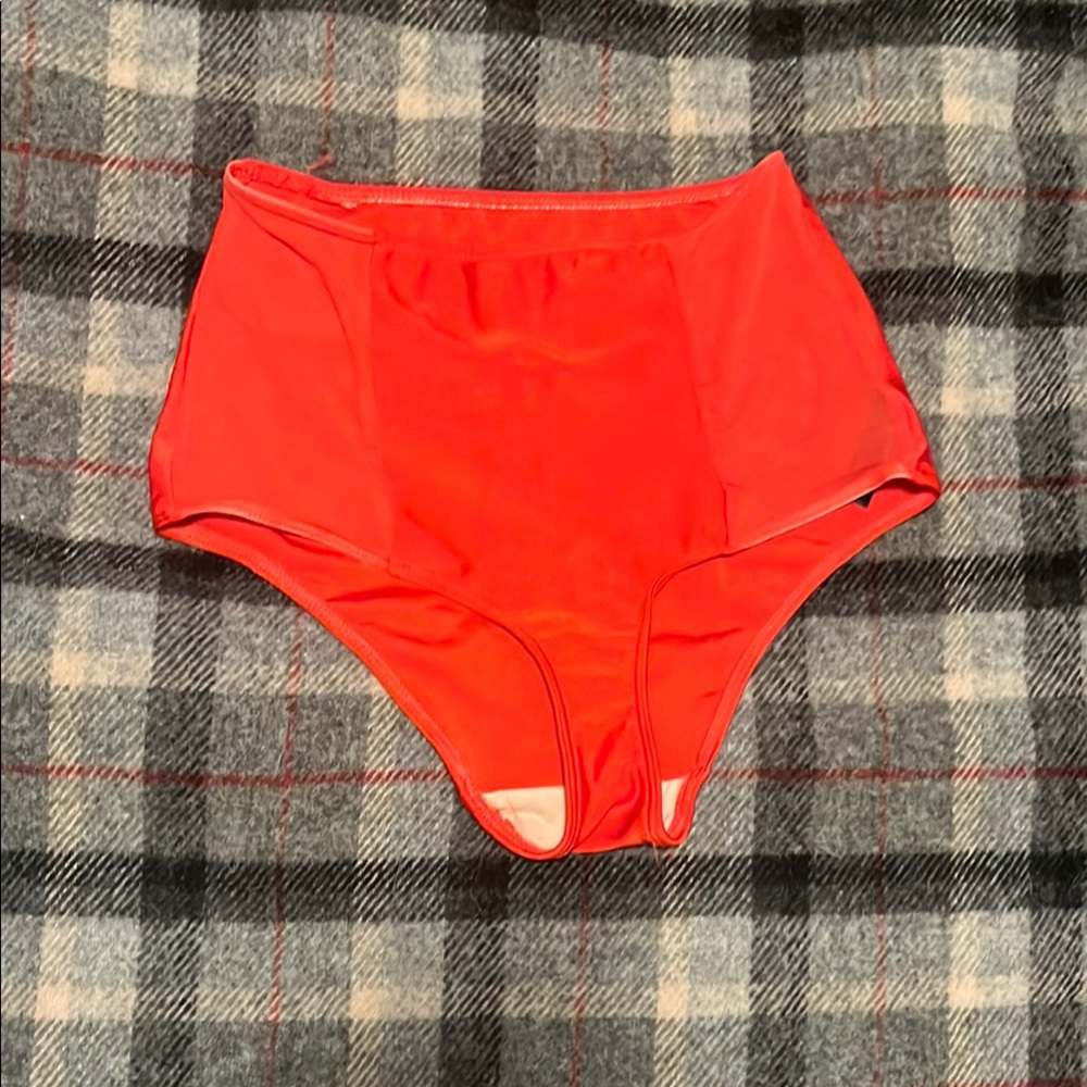 NWOT American Apparel high waisted swimsuit bottom in red-orange size small